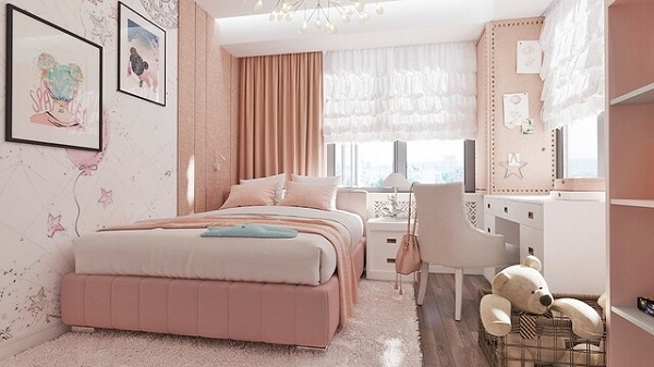 phòng ngủ màu hồng 2