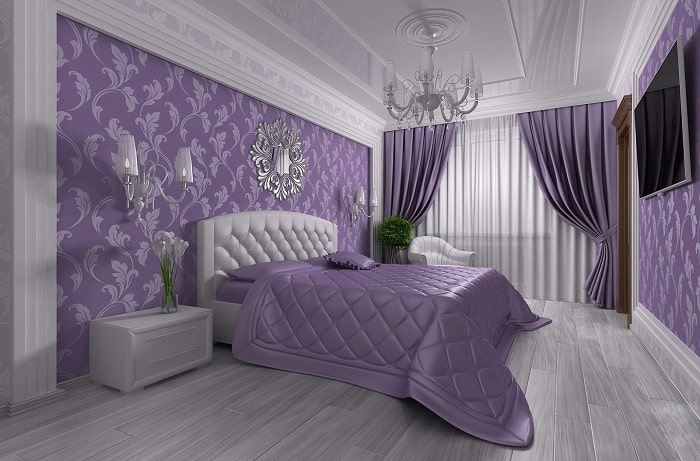 phòng ngủ màu tím 13
