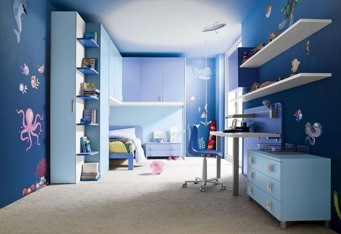 phòng ngủ màu xanh dương 31