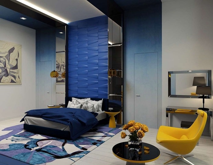 phòng ngủ màu xanh dương 9