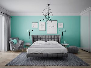 sơn phòng ngủ màu xanh ngọc 6